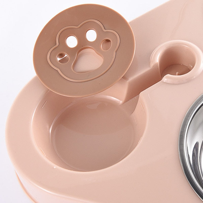 Alimentador Pet de aço inoxidável com garrafa de água, Bebedouro automático 500ml