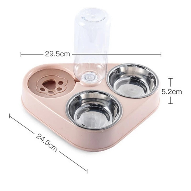 Alimentador Pet de aço inoxidável com garrafa de água, Bebedouro automático 500ml