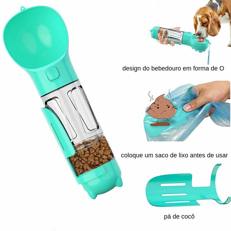 Garrafa de água portátil para cães e gatos, tigelas 3 em 1, dispensador de alimentos, à prova de vazamento