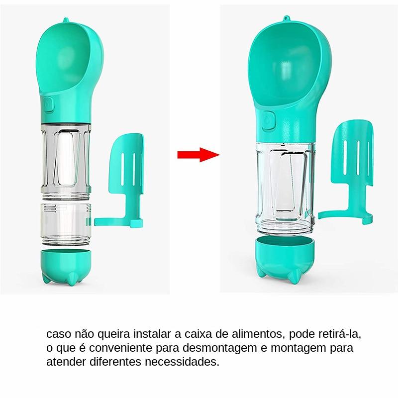 Garrafa de água portátil para cães e gatos, tigelas 3 em 1, dispensador de alimentos, à prova de vazamento