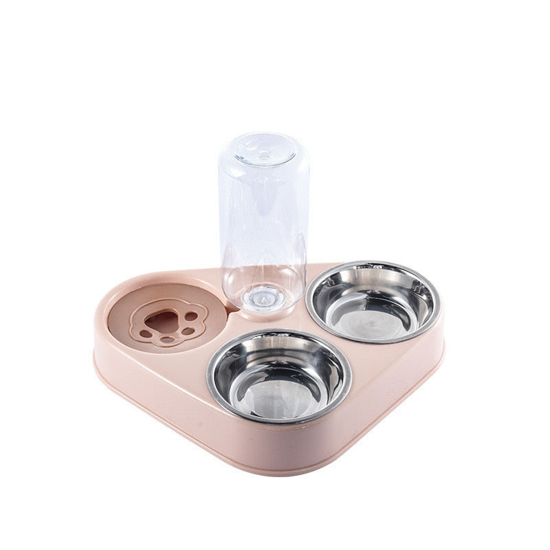 Alimentador Pet de aço inoxidável com garrafa de água, Bebedouro automático 500ml