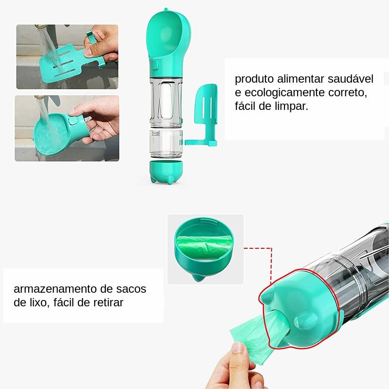 Garrafa de água portátil para cães e gatos, tigelas 3 em 1, dispensador de alimentos, à prova de vazamento