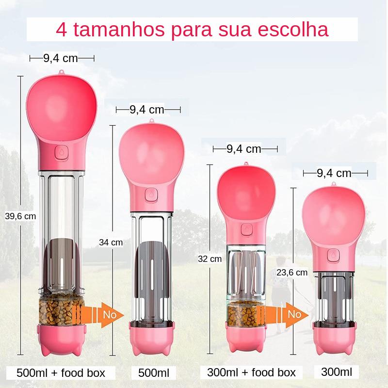 Garrafa de água portátil para cães e gatos, tigelas 3 em 1, dispensador de alimentos, à prova de vazamento