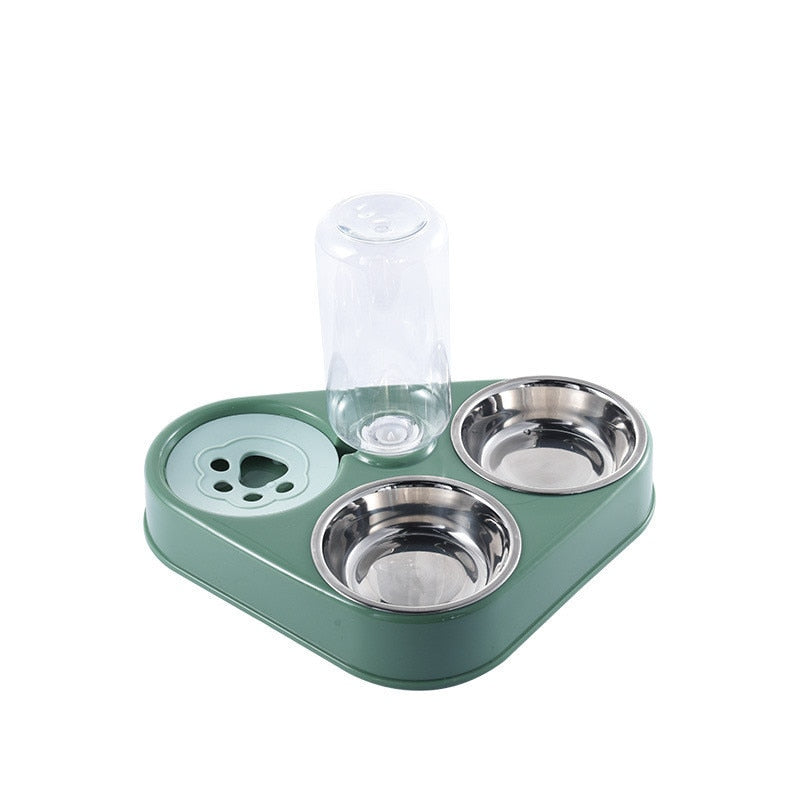 Alimentador Pet de aço inoxidável com garrafa de água, Bebedouro automático 500ml