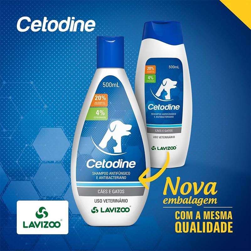 Cetodine Lavizoo Shampoo Antifúngico e Antibacteriano para Cães e Gatos
