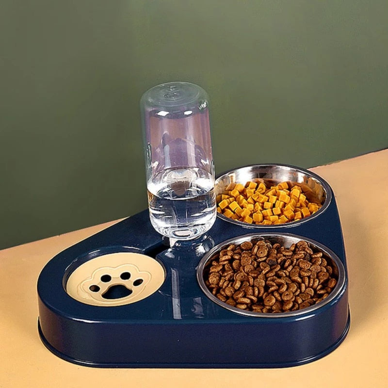 Alimentador Pet de aço inoxidável com garrafa de água, Bebedouro automático 500ml