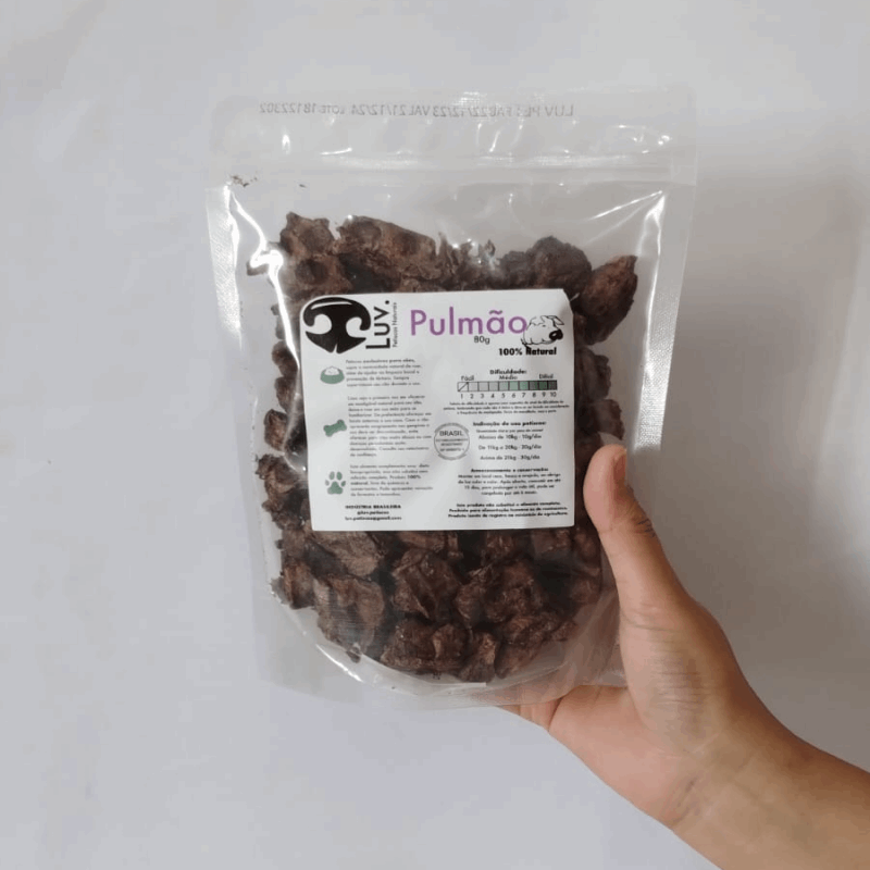 Pulmão Suíno 80g - LUV | comida pra cachorro | pestisco desidratado | mastigáveis | alimentação natural | comida para adestramento | treino | mordedor | Bandit Pet Store | @bandit.p.store