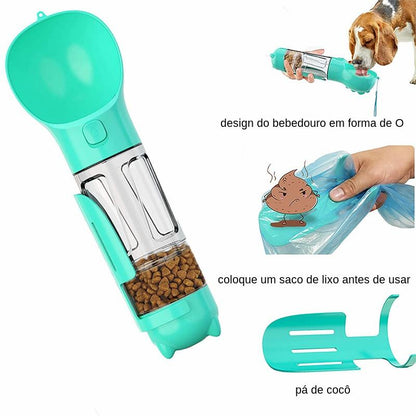 Garrafa de água portátil para cães e gatos, tigelas 3 em 1, dispensador de alimentos, à prova de vazamento