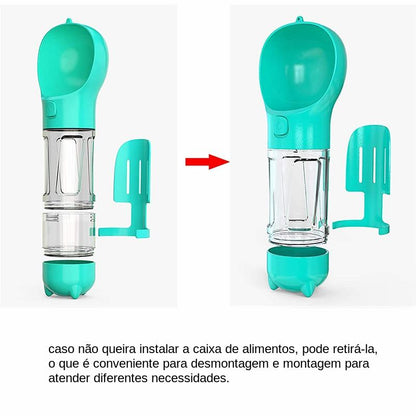 Garrafa de água portátil para cães e gatos, tigelas 3 em 1, dispensador de alimentos, à prova de vazamento