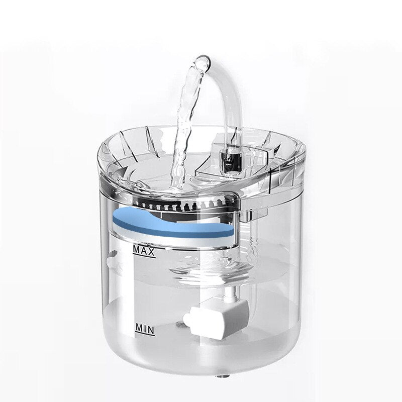 Fonte de água para Pets - 2L com torneira - Bebedor transparente com filtro