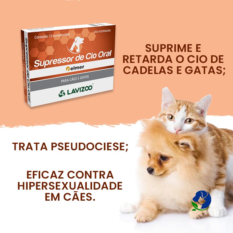 Lavizoo Inibidor de Cio para Gatas e Cadelas Supressor de Cio - 12cp