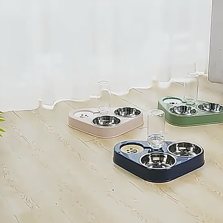 Alimentador Pet de aço inoxidável com garrafa de água, Bebedouro automático 500ml